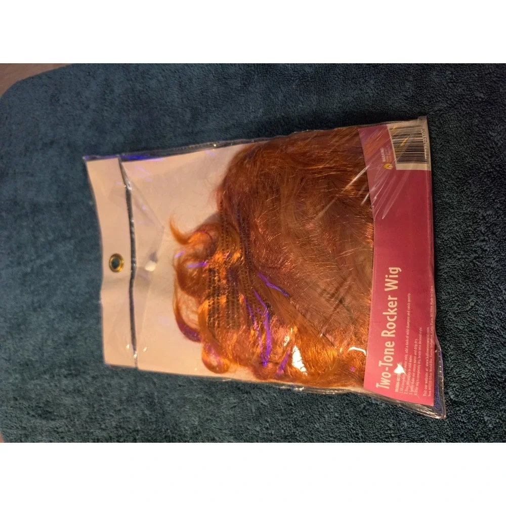 Vtg New Old Stock Halloween Devil Wig Two- Tone Red  Rocker Wig One Size